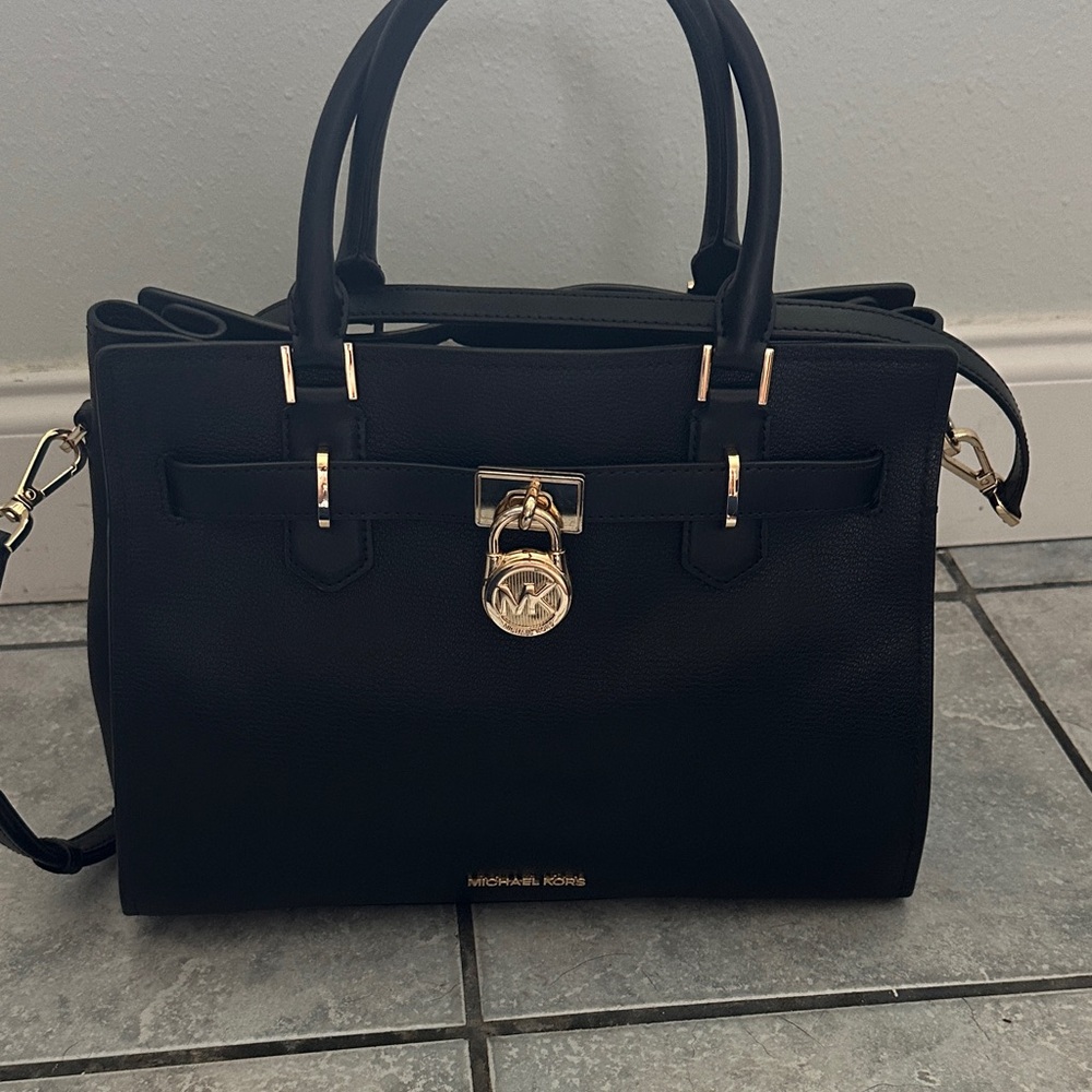 Michael Kors Black Satchel with Gold Accents